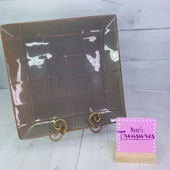 Pier 1 Imports GREY CUBIC Incised Lines Square Service Charger Platter Plate